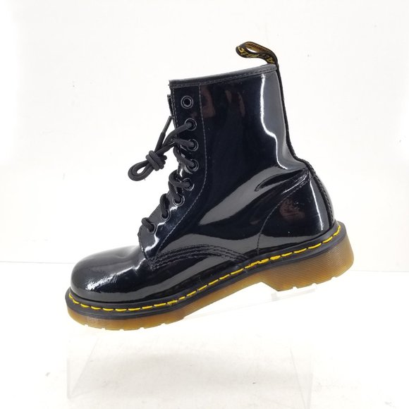 Dr. Doc Martens Womens Size 7 Black Patent Leather Combat Boots 1460W - Picture 4 of 8